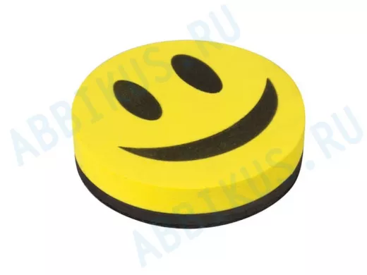 Стиратель магнитный для магнитно-маркерной доски, круглый, диаметр 90 мм, "Смайлик" "BR-76943"