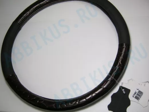 Оплетка на руль 40 см. L 4708C кожа черная+"бегемот"