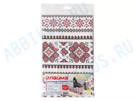 Полотенце рогожка набивное, 47х72см, 180 (+10) г/м2, "Вышитые узоры", европодвес "BR-78157"