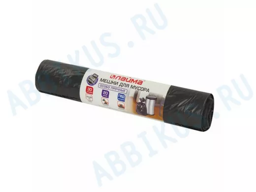 Мешки для мусора  30литров "BR-78281", черные в рул 20 штук, ПВД, 20мкм, 50х60см (+5%),особо прочные