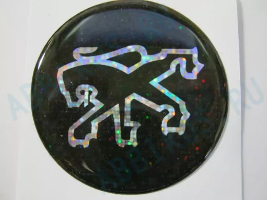 наклейка (объемная) "На колпаки "Peugeot"наружная голограф.,(цвет черный), (комплект 4 шт.),диам.4см
