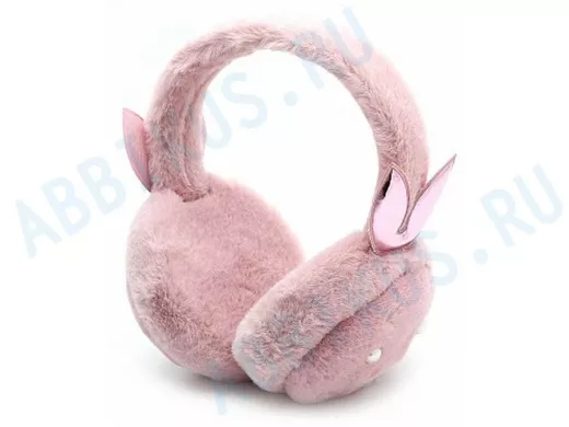 Наушники меховые, DMZ-112, бусинки, розовые