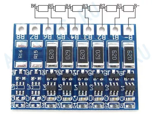 Плата балансировки для Li-ion батарей до 6-ячеек