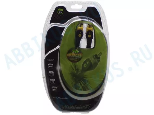 Шнур SVHS-SVHS (круглый кабель 5 mm, Gold) 3м Signalogy(на блистере) 4pin