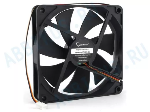 Вентилятор  +12В;  140х140х25мм;   Gembird, втулка, 3 pin, провод 40 см