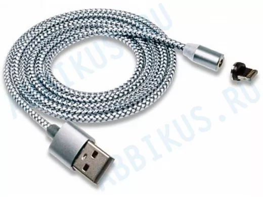 Шнур USB / Lightning Walker С590, магнитный, индикатор, 2.4А, серебро